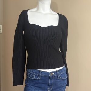 House of Harlow 1960 Black Scoop Neck Sweater